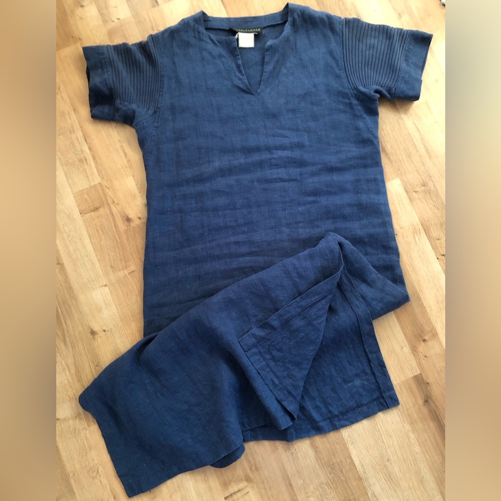 harve benard by benard holtzman VTG 90s Heavy Linen Ankle Length Dress M/L